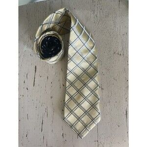 Tommy Hilfiger Yellow Blue Diamond Print Jacquard Silk‎ Men’s Necktie Two Tone